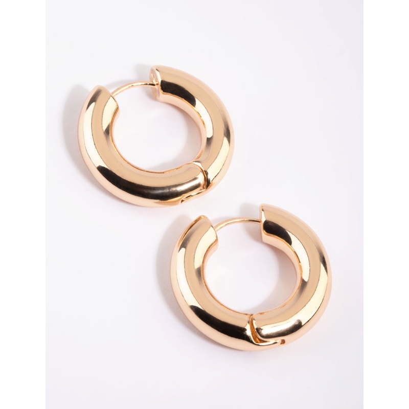 Gold Chunky Huggie Hoop Earrings