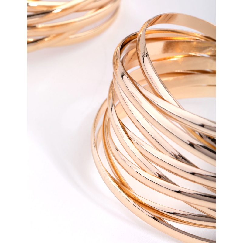 Gold Crossover Double Cuff Bracelet