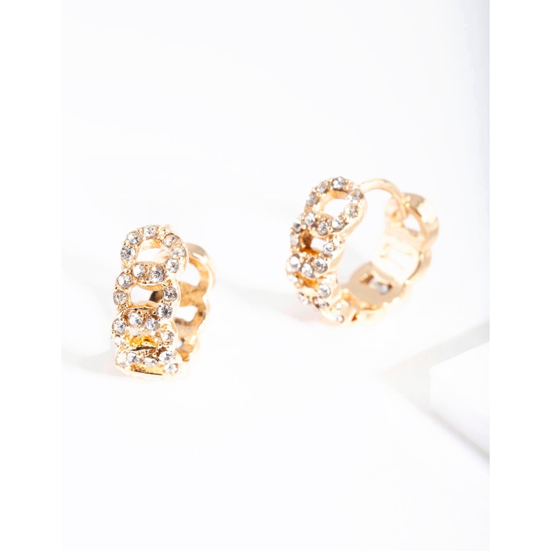Gold Pave Looped Mini Hoop Earrings