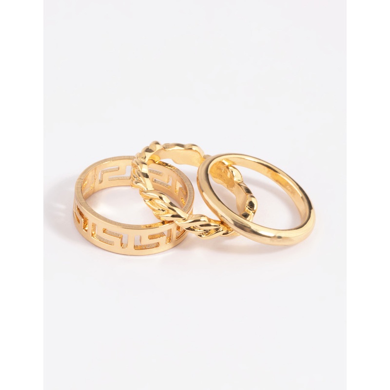 Gold Plated Greek Key Ring Pack