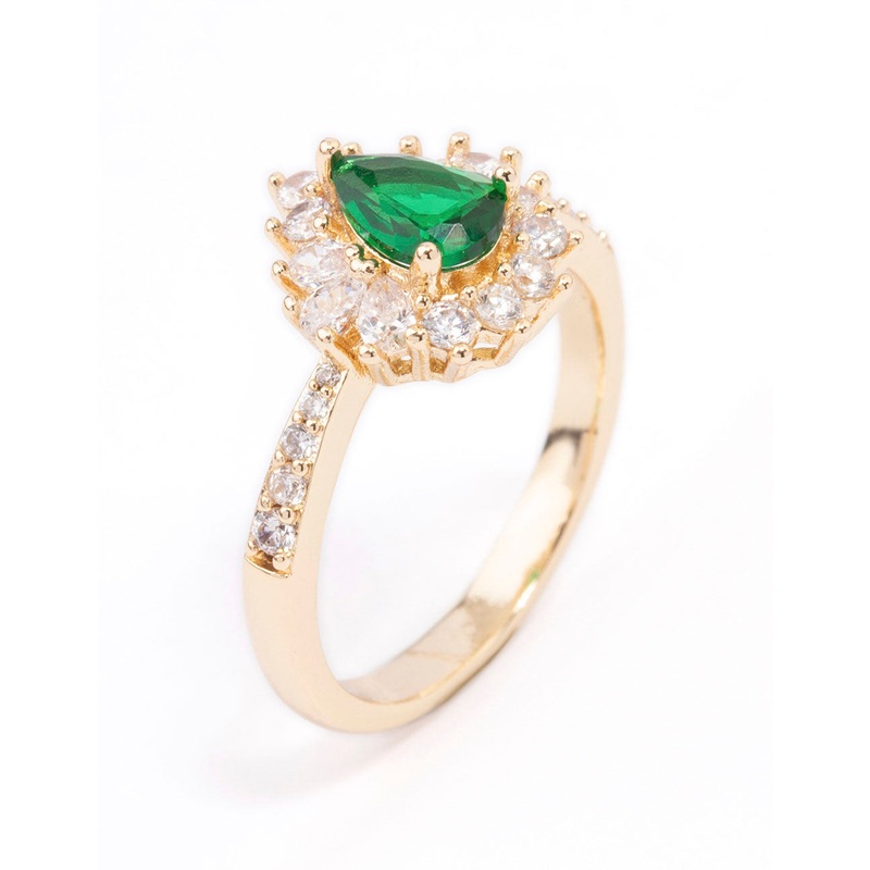 Gold Plated Regal Pear Engagement Ring