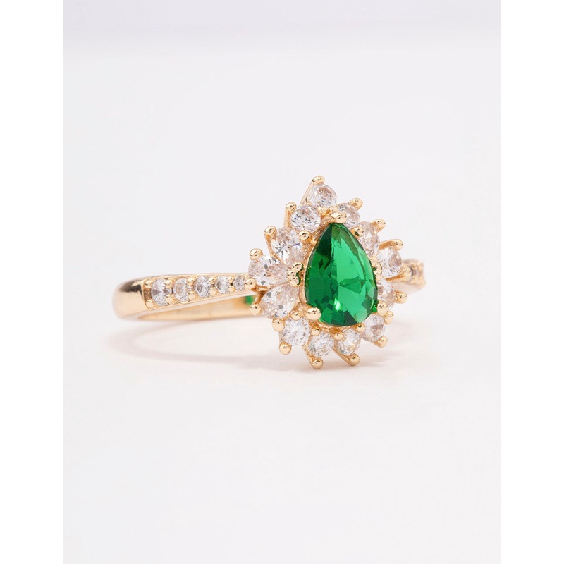 Gold Plated Regal Pear Engagement Ring