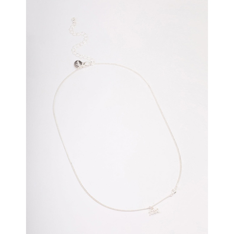 Silver Plated Aquarius Necklace With Cubic Zirconia Pendant