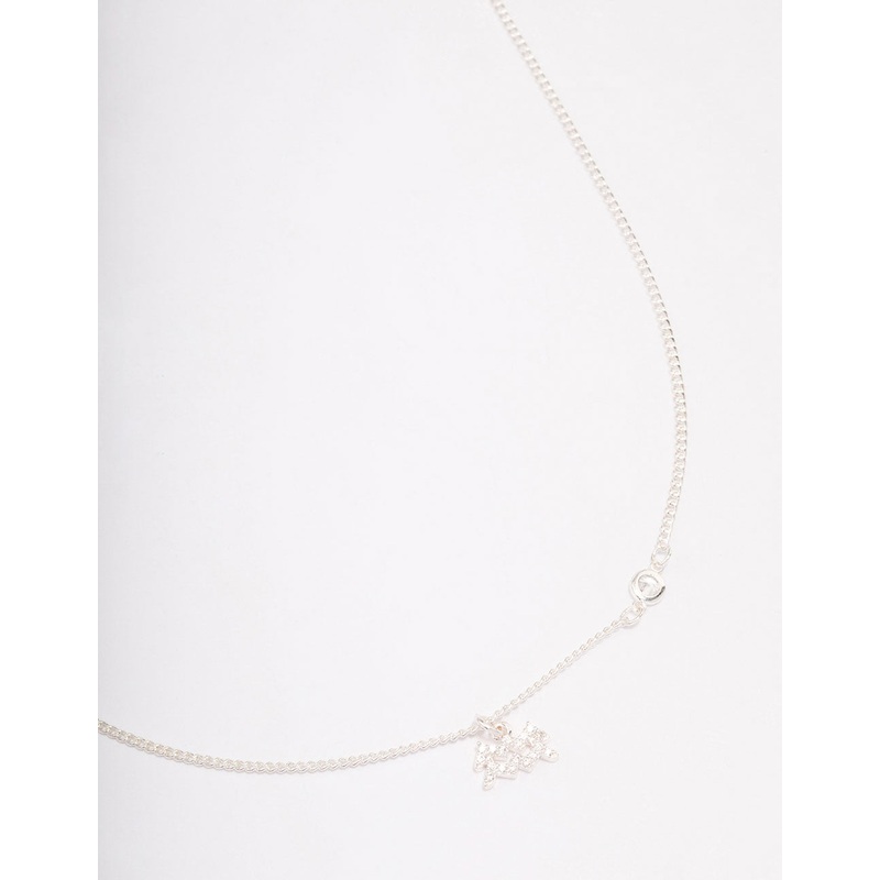 Silver Plated Aquarius Necklace With Cubic Zirconia Pendant