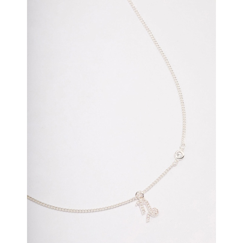 Silver Plated Capricorn Necklace With Cubic Zirconia Pendant