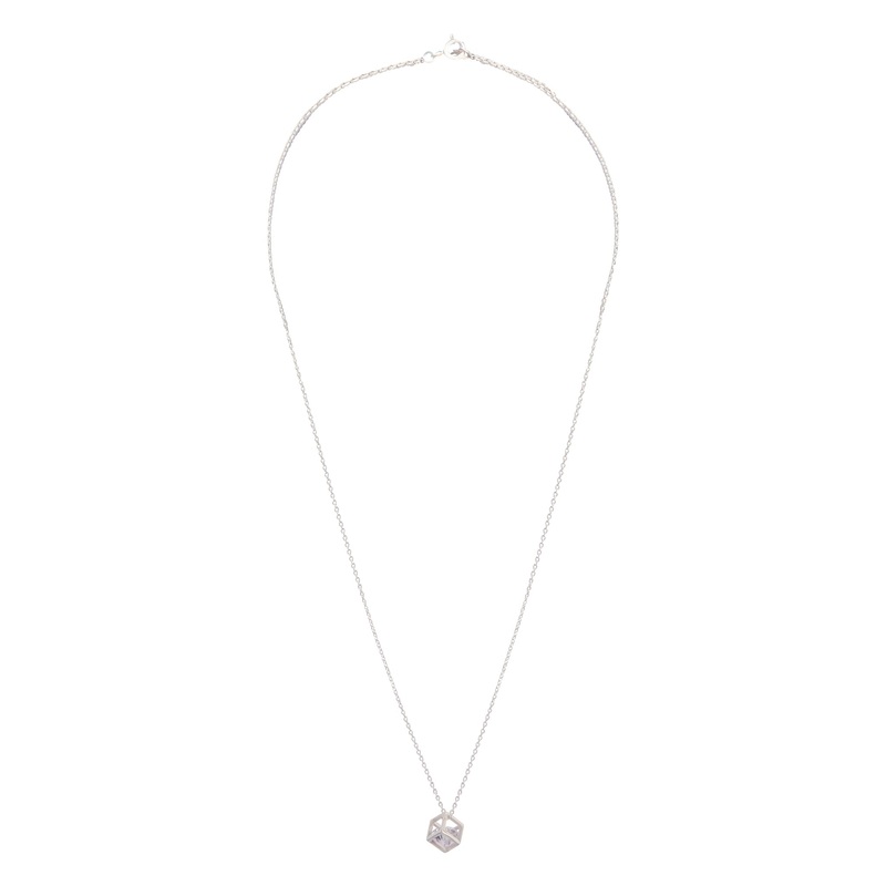 Sterling Silver Square Cubic Zirconia Necklace