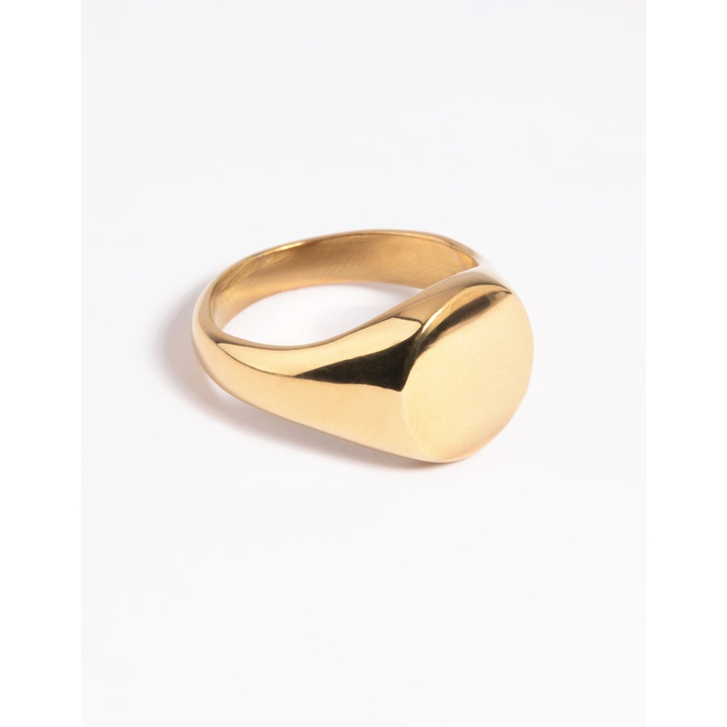 Waterproof Gold Plated Stainless Steel Signet Ring