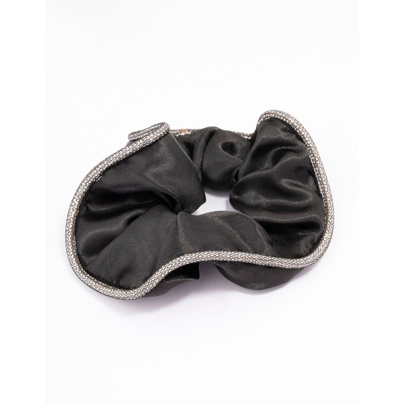 Black Fabric Diamante Hair Scrunchie