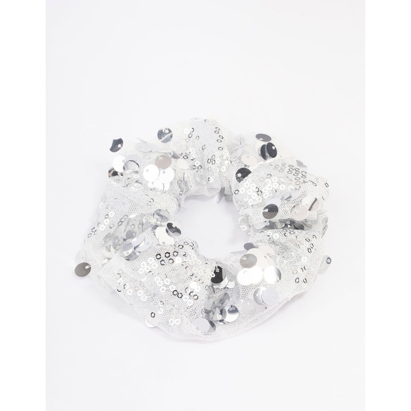 Fabric Mixed Size Sequin Hair Scrunchie