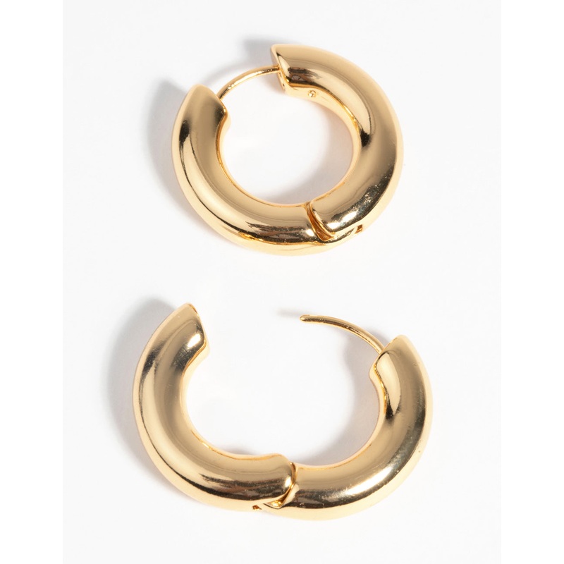 Gold Plated Round Huggie Hoop Earrings
