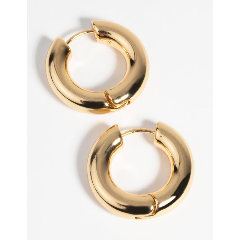 Gold Plated Round Huggie Hoop Earrings