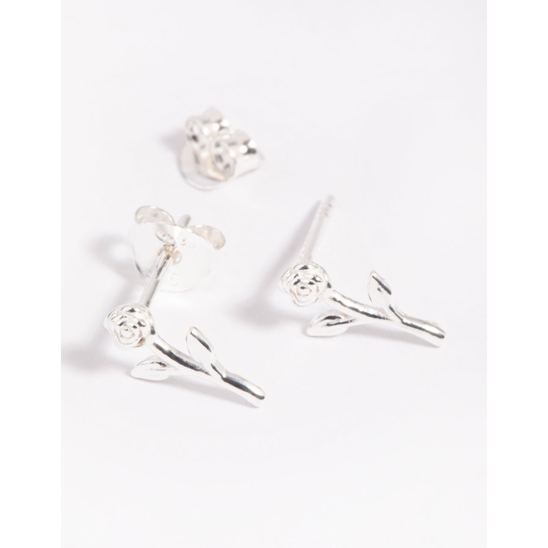 Sterling Silver Rose Stud Earrings
