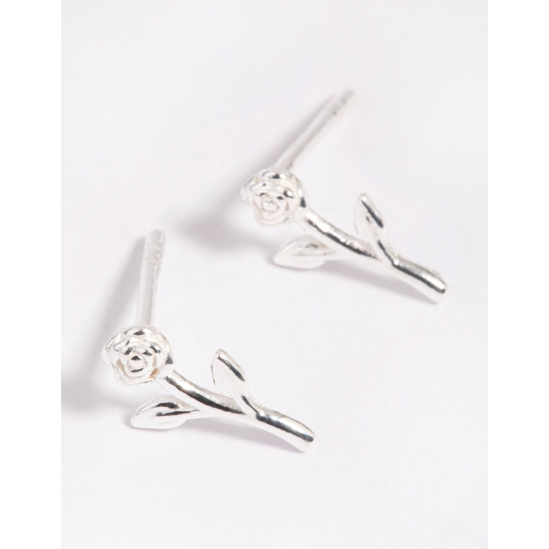 Sterling Silver Rose Stud Earrings