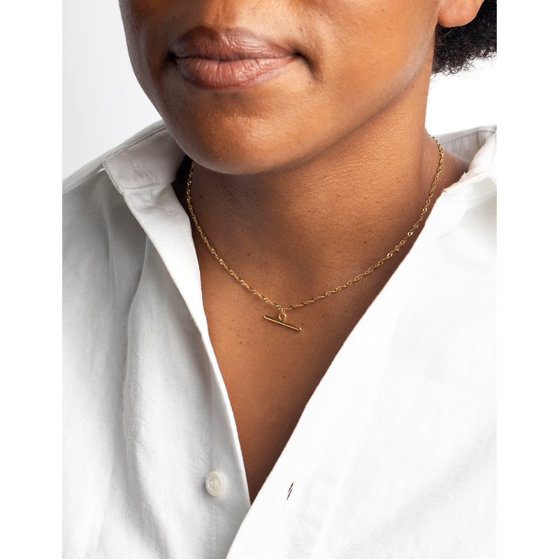 Waterproof Gold Plated Stainless Steel Fob Necklace