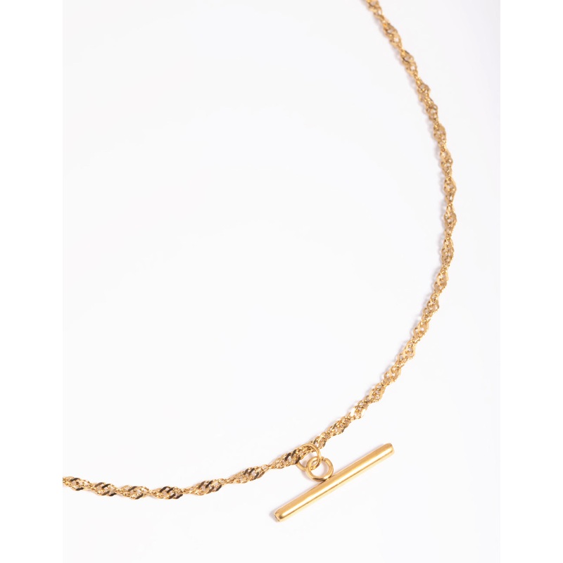 Waterproof Gold Plated Stainless Steel Fob Necklace