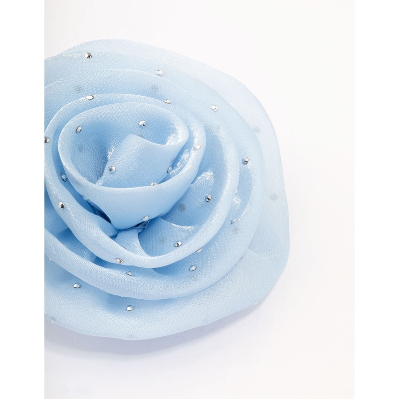 Blue Diamante Rosette Brooch & Hair Clip