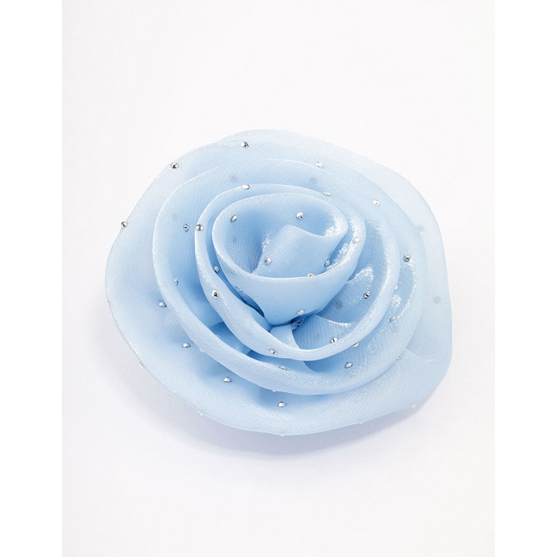 Blue Diamante Rosette Brooch & Hair Clip