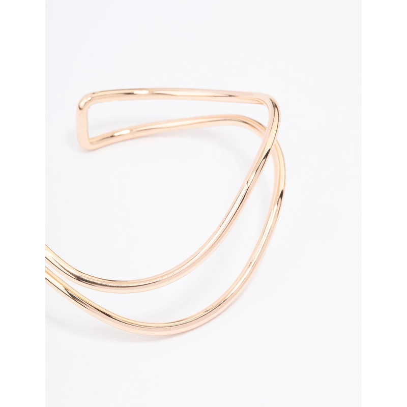 Gold Double Row Organic Wave Bangle