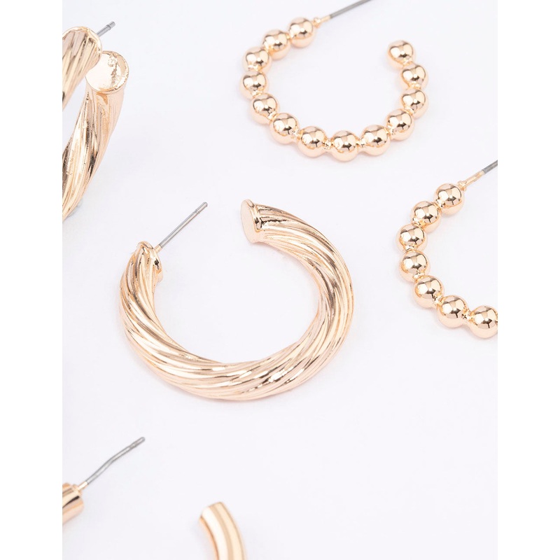 Gold Mixed Hoop Earrings 3-Pack