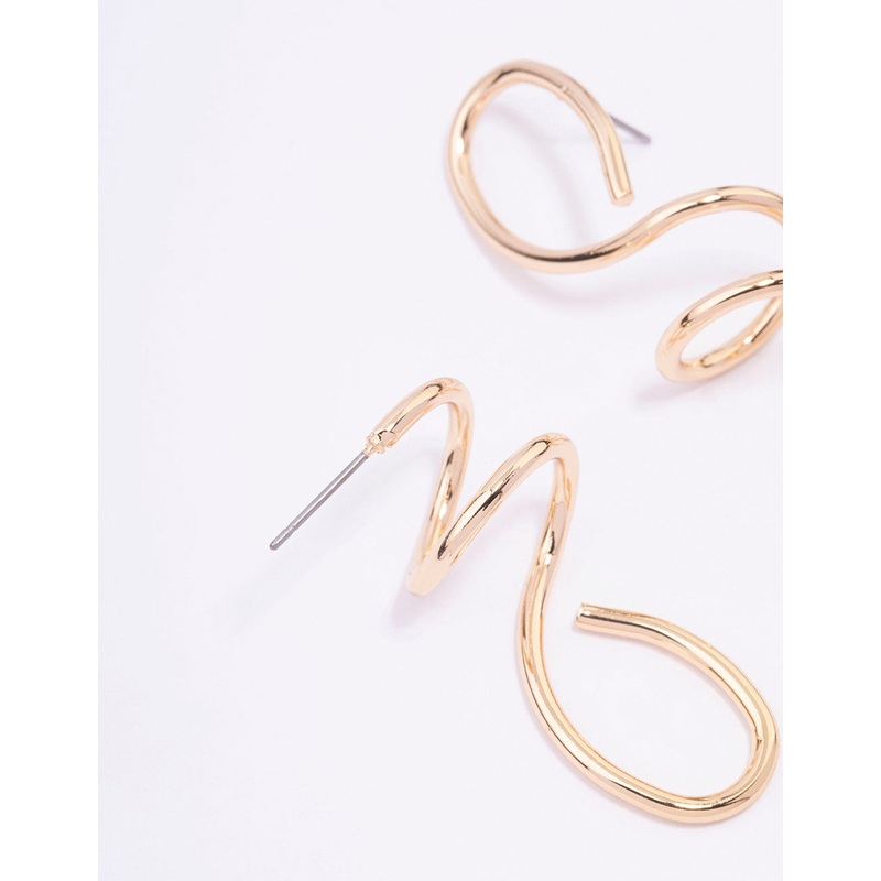 Gold Mixed Irregular Spiral Drop Earrings