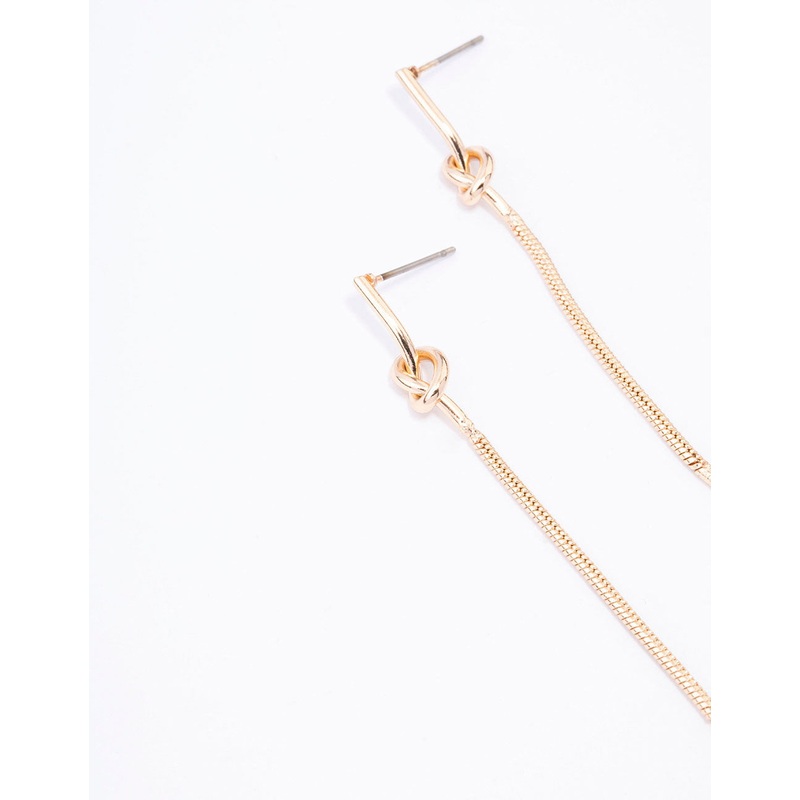 Gold Twisted Knotted Drop Earrings