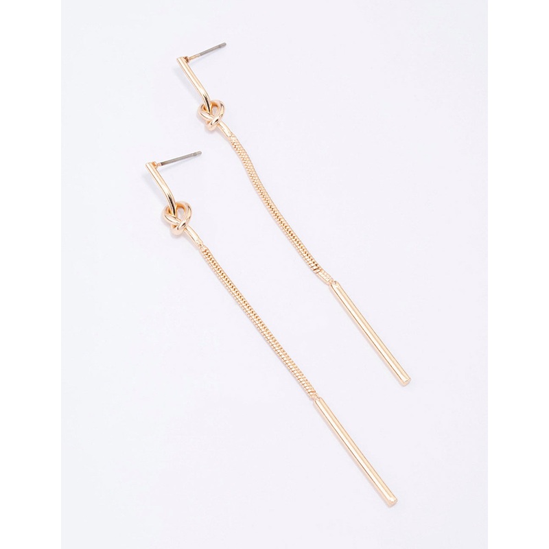 Gold Twisted Knotted Drop Earrings