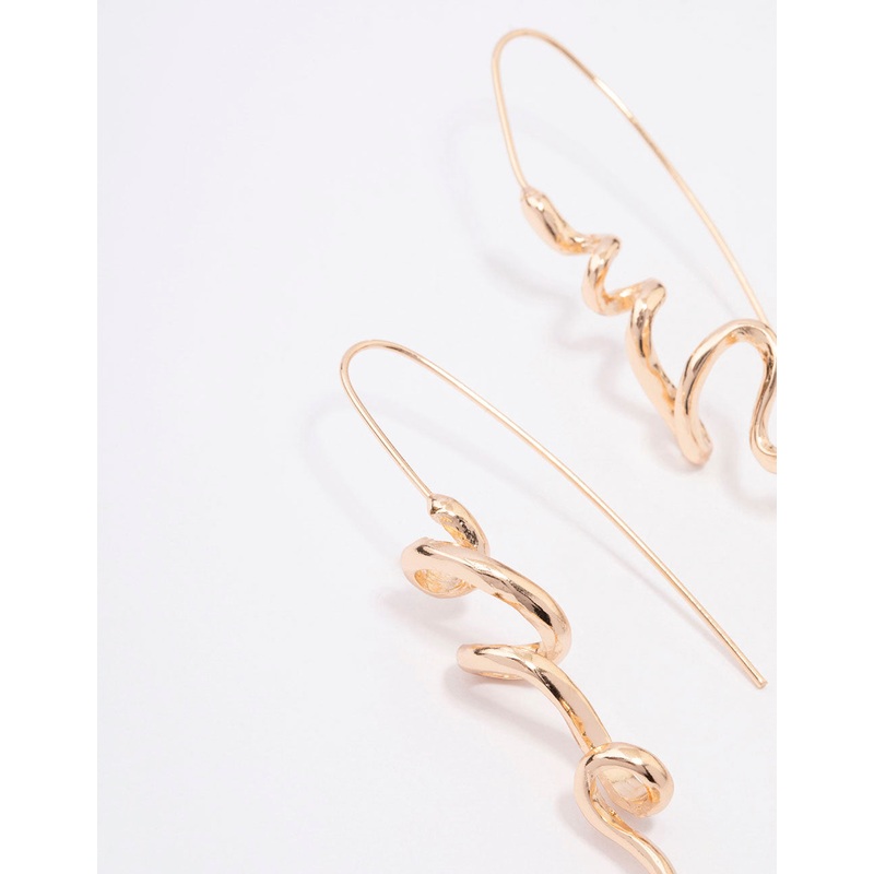 Gold Twisted Spiral Drop Earrings
