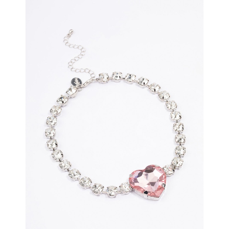 Pink Chunky Diamante Heart Choker