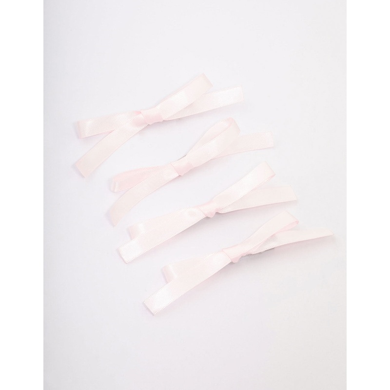 Pink Simple Hair Bows 4-Pack