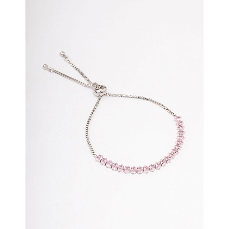 Silver Cubic Zirconia Mixed Marquise Toggle Bracelet