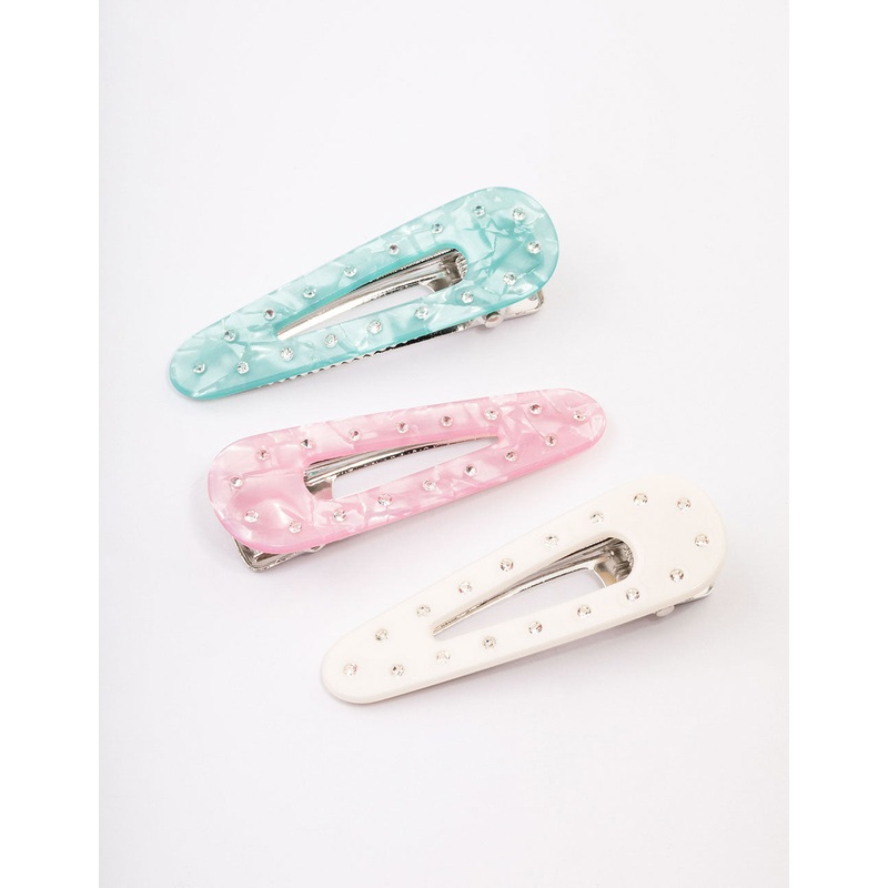 Silver Diamante Triangle Hair Clip Pack