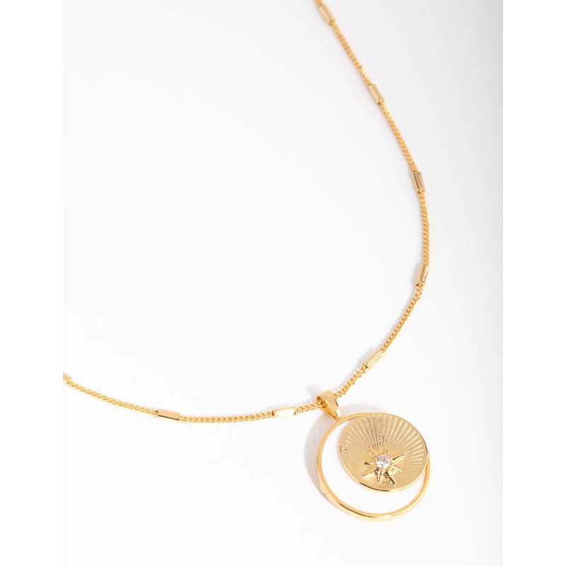 18ct Gold Plated Cubic Zirconia & Shell Moon Necklace