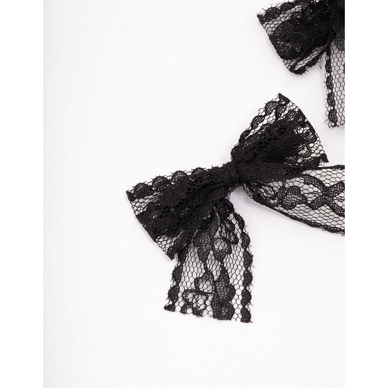 Black Lace Hair Bow Pack