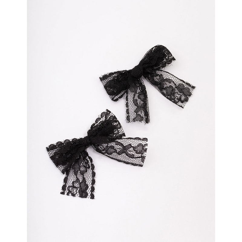 Black Lace Hair Bow Pack