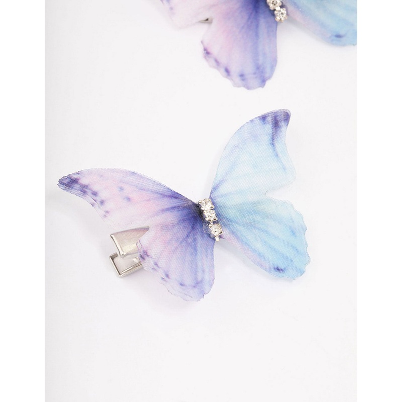 Blue Diamante Butterfly Hair Clip Pack