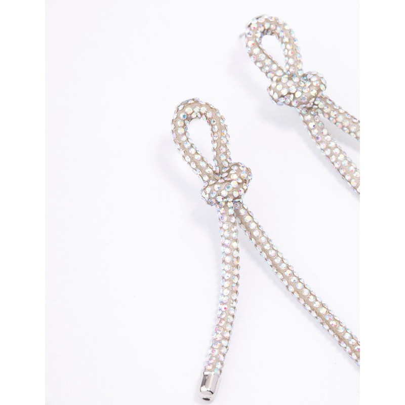 Diamante Knotted Loop Rope Stud Earrings