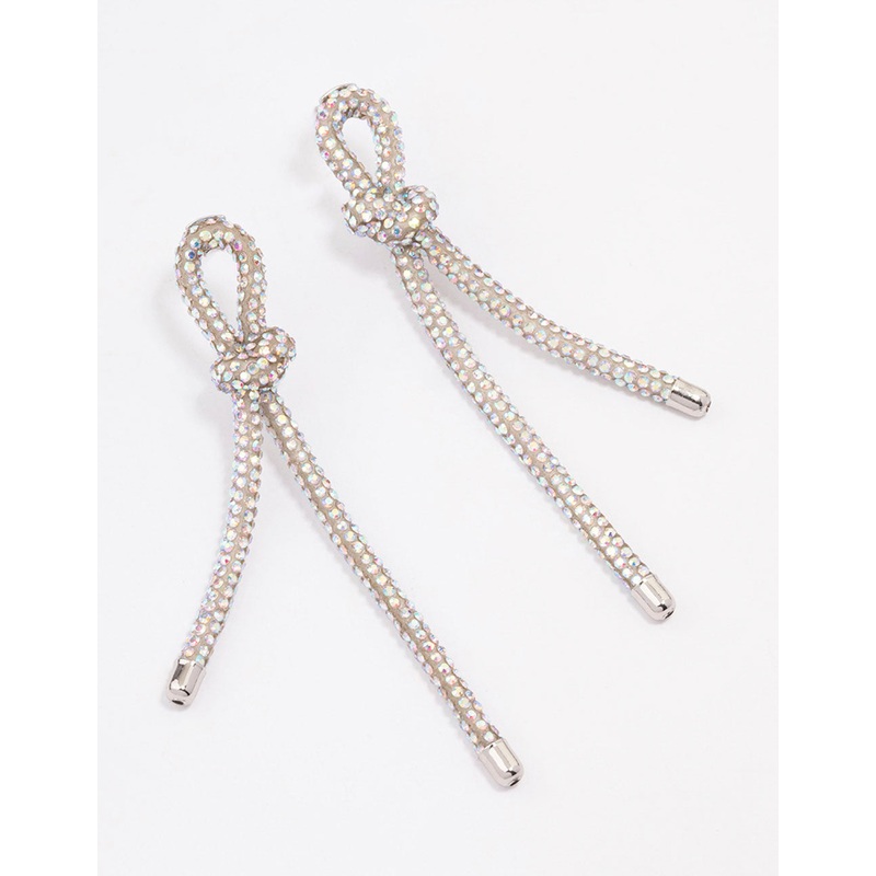 Diamante Knotted Loop Rope Stud Earrings