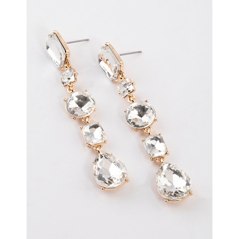 Gold Multi Stone Drop Earrings