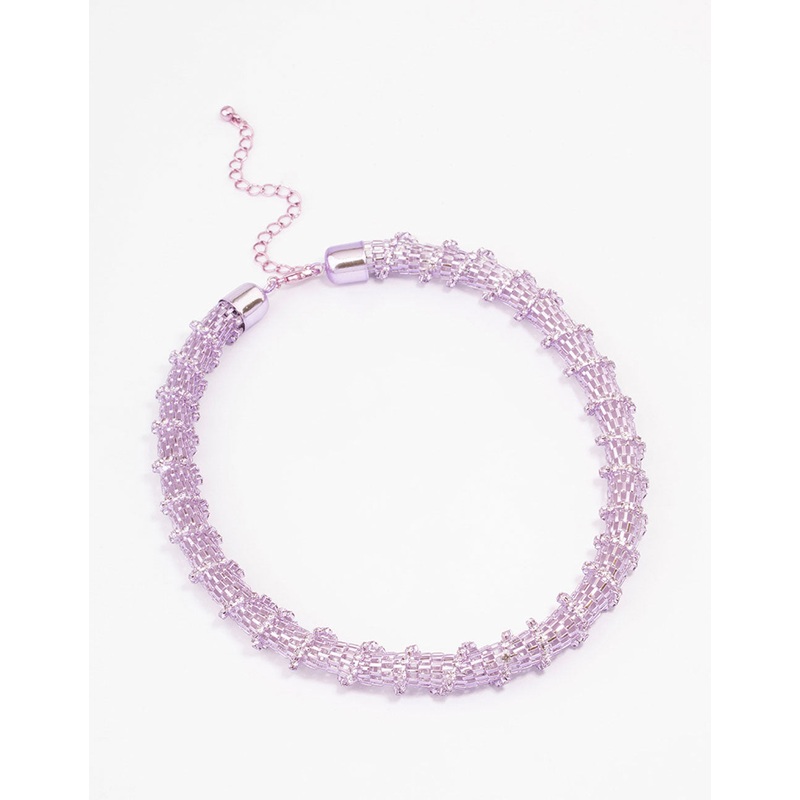 Lilac Cup Chain Wrapped Short Necklace