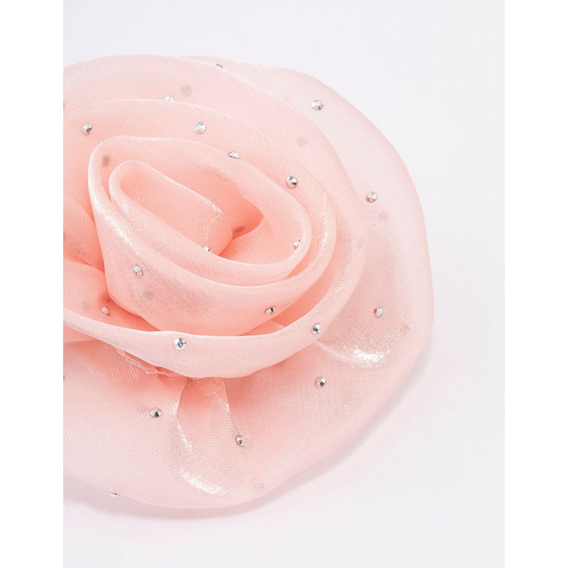 Pink Diamante Rosette Brooch & Hair Clip