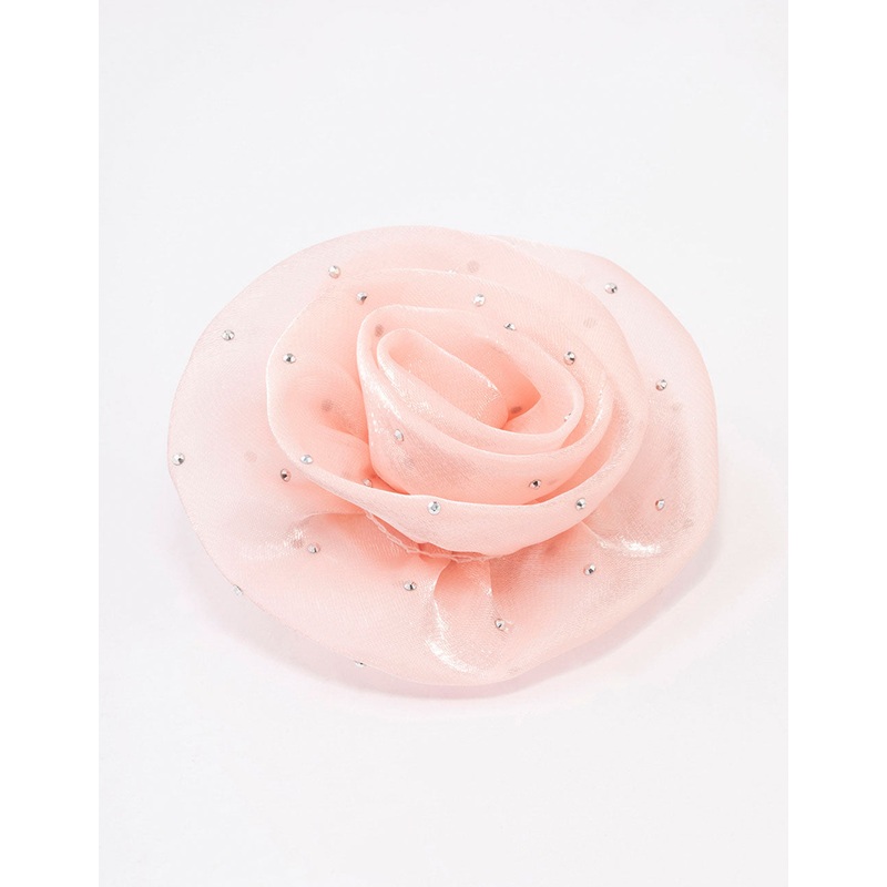 Pink Diamante Rosette Brooch & Hair Clip