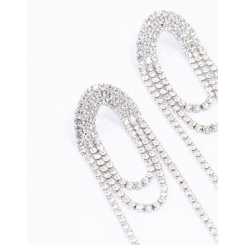 Silver Diamante Loop Drop Earrings