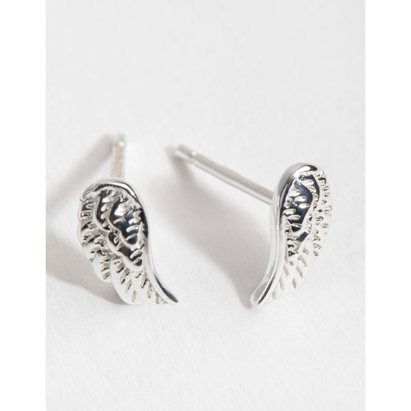 Sterling Silver Angel Wing Stud Earrings