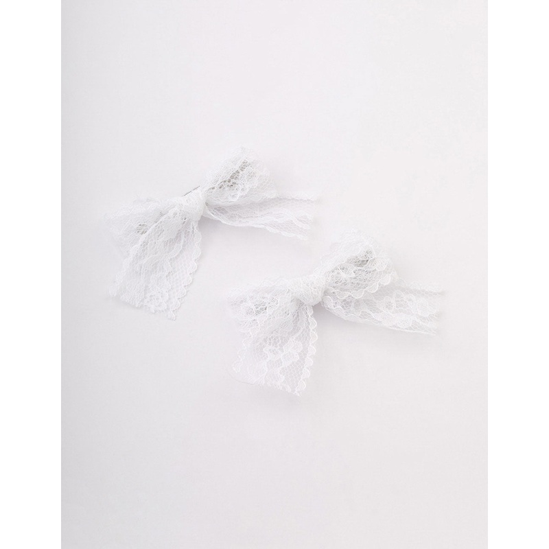 White Lace Hair Bow Pack