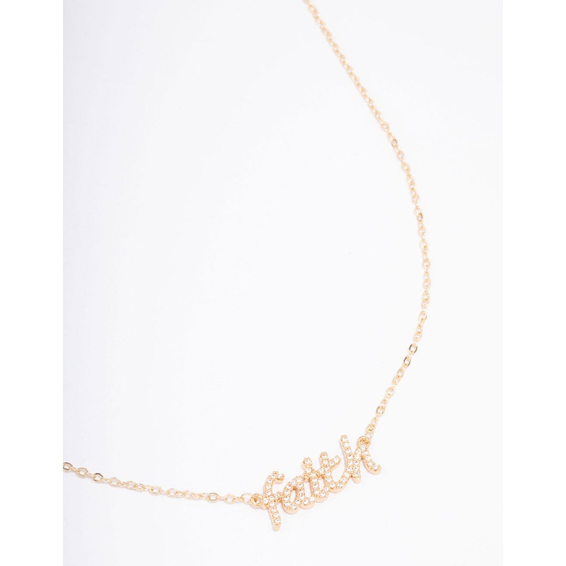 Gold Faith Bling Cubic Zirconia Pendant Necklace