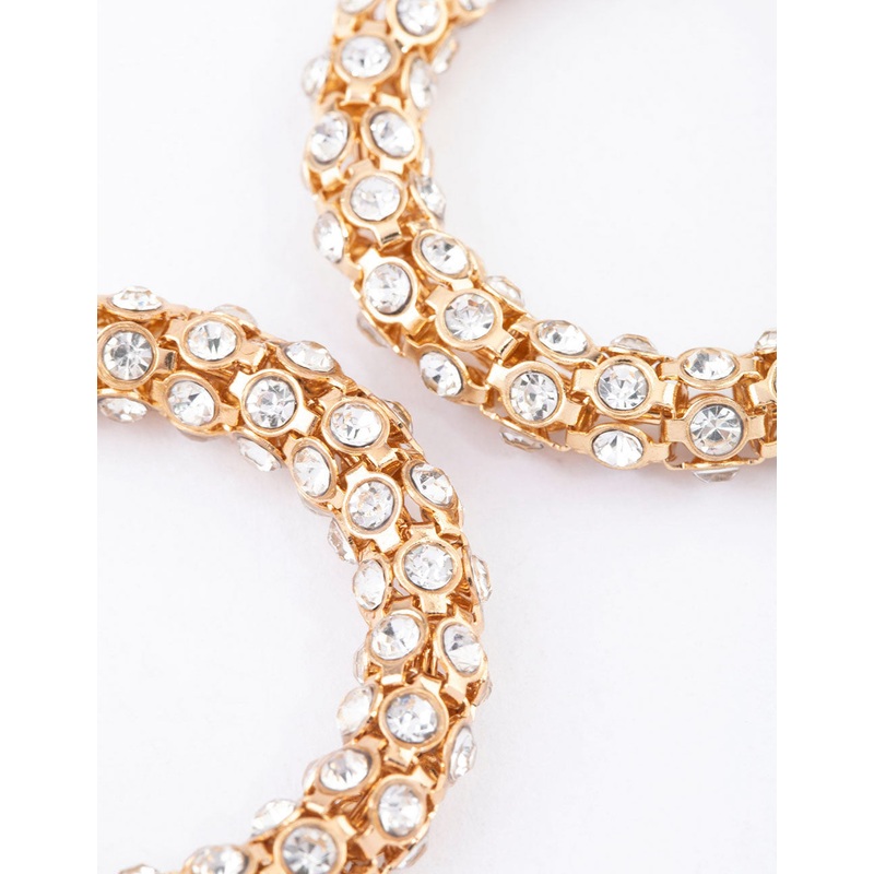 Gold Nested Bling Hoop Earrings