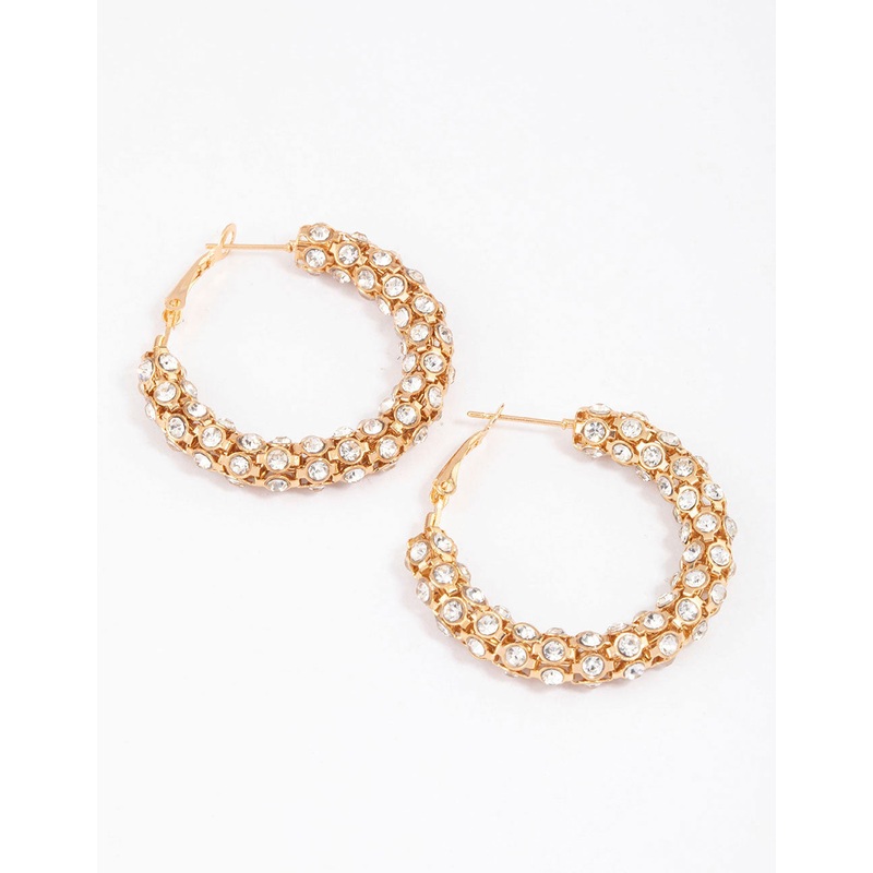 Gold Nested Bling Hoop Earrings