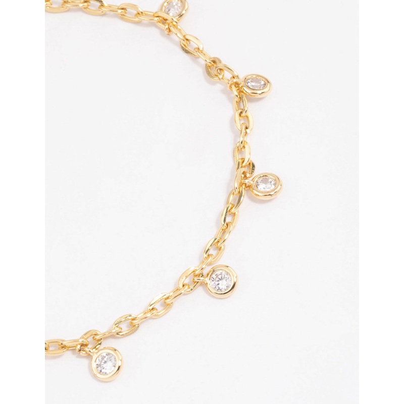 Gold Plated Cubic Zirconia Station Classic Bracelet