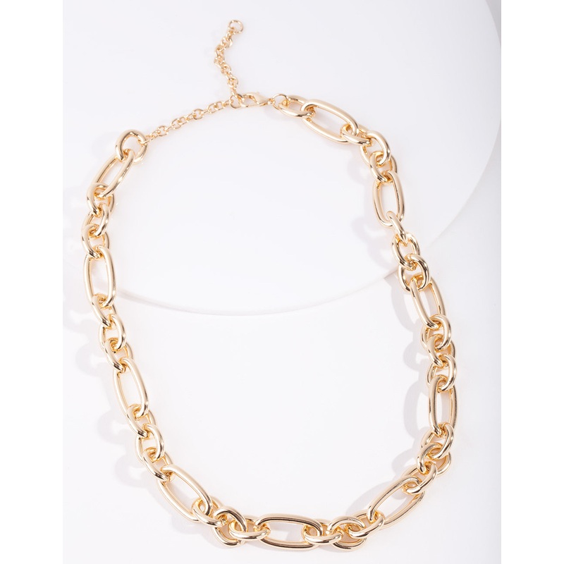 Gold Plated Thick Figaro Chain Necklace