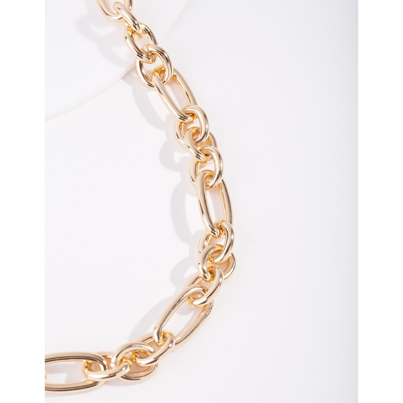 Gold Plated Thick Figaro Chain Necklace